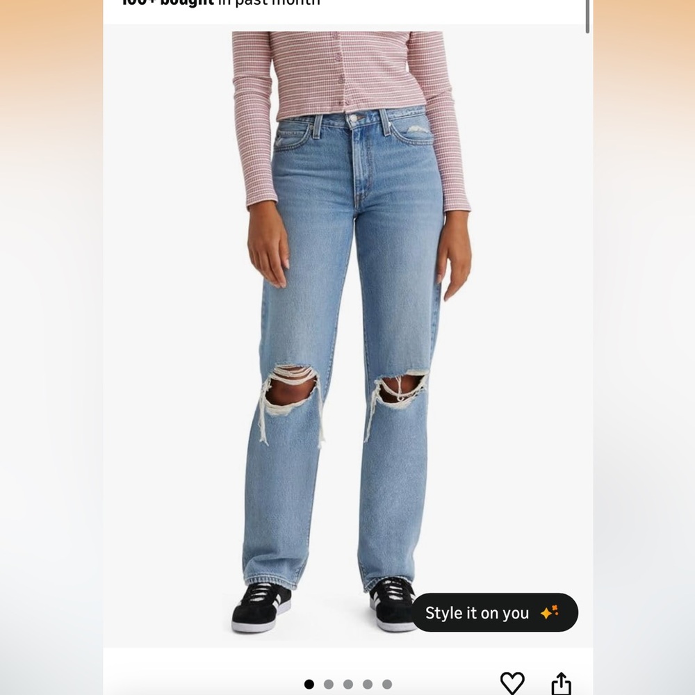 NWT Levi's 94 Baggy Ripped Straight Leg Jeans 27x31